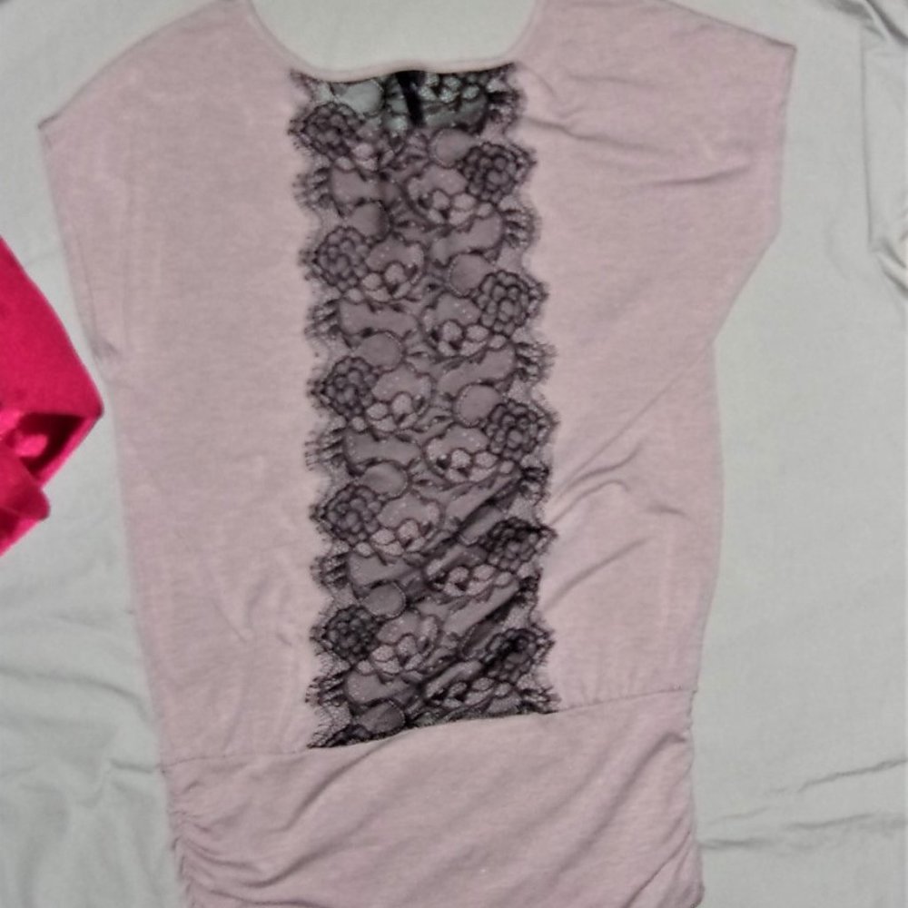 lace back sexy  small black tan tee t tunic  shirt   womens pretty